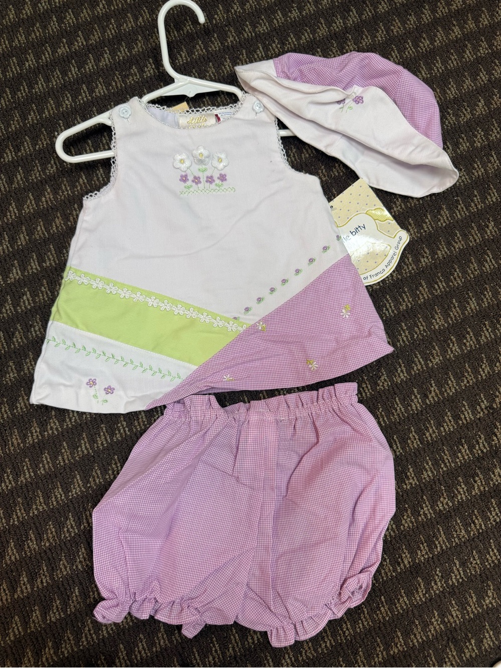 Girls' Pink & Green Floral Matching Set with Hat